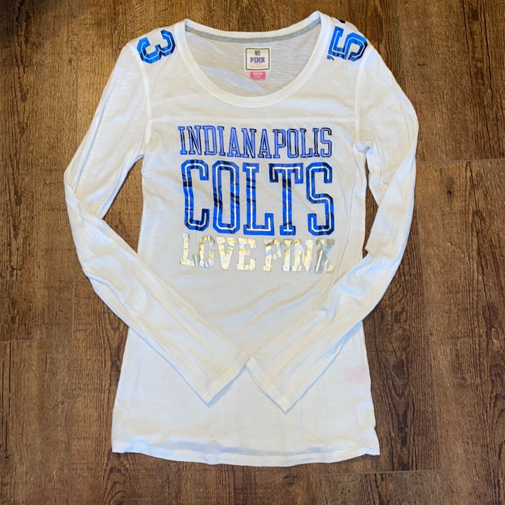 Gently Worn PINK NFL Woman’s Long Sleeve Colts Shirt Size M